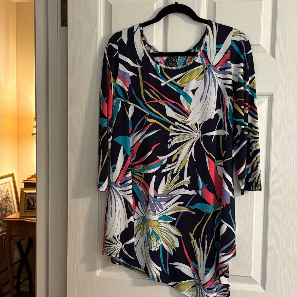 Colorful Asymmetrical Floral Top
